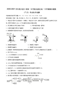 2020-2021学年四川省仁寿第一中学校北校区高一下学期期末模拟（7月）考试化学试题