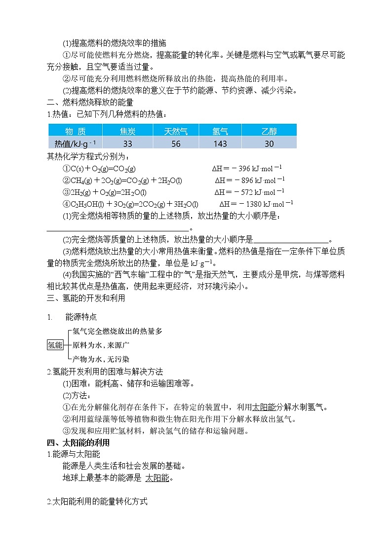 专题6-§2-2燃料燃烧释的能量 教案-高一化学苏教版(2019)必修第二册02