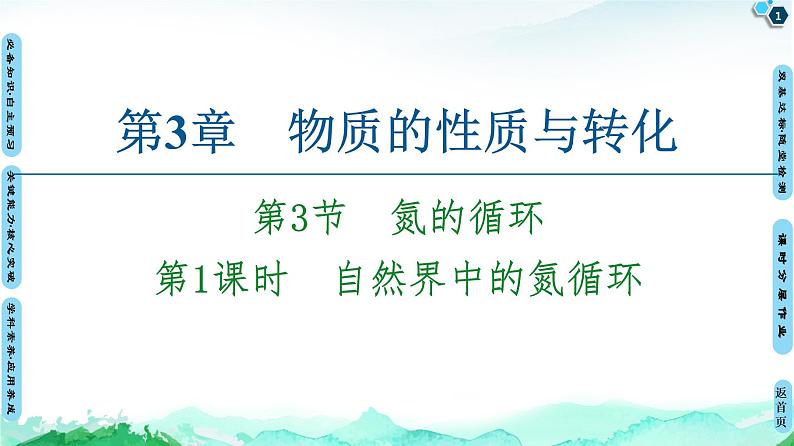 第3章 第3节 第1课时 自然界中的氮循环 课件 【新教材】鲁科版(2019)高中化学必修一(共56张PPT)01