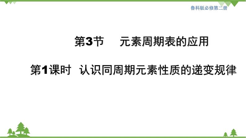 【新教材精创】1.3.1 认识同周期元素性质的递变规律 课件(2)-鲁科版高中化学必修第二册(共28张PPT)第1页