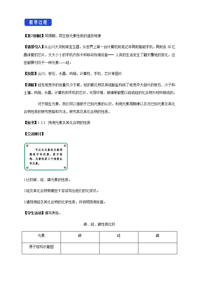 【新教材精创】1.3.3 预测元素及其化合物的性质 教学设计(2)-鲁科版高中化学必修第二册第2页