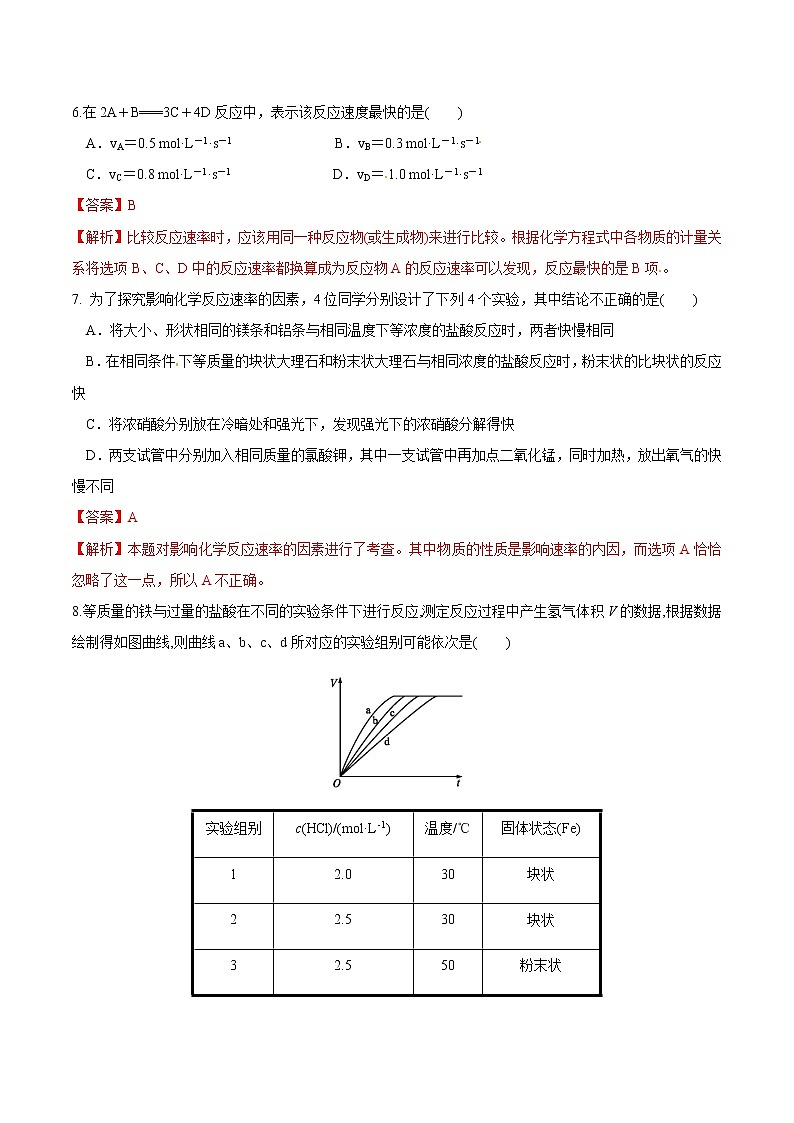 【新教材精創(chuàng)】2.3.1 化學(xué)反應(yīng)的快慢 練習(xí)（2）（解析版）第3頁(yè)