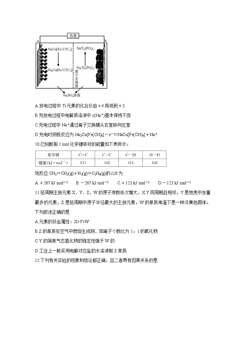 河南省九师联盟2020-2021学年下学期高二6月联考 化学 Word版含答案 试卷03