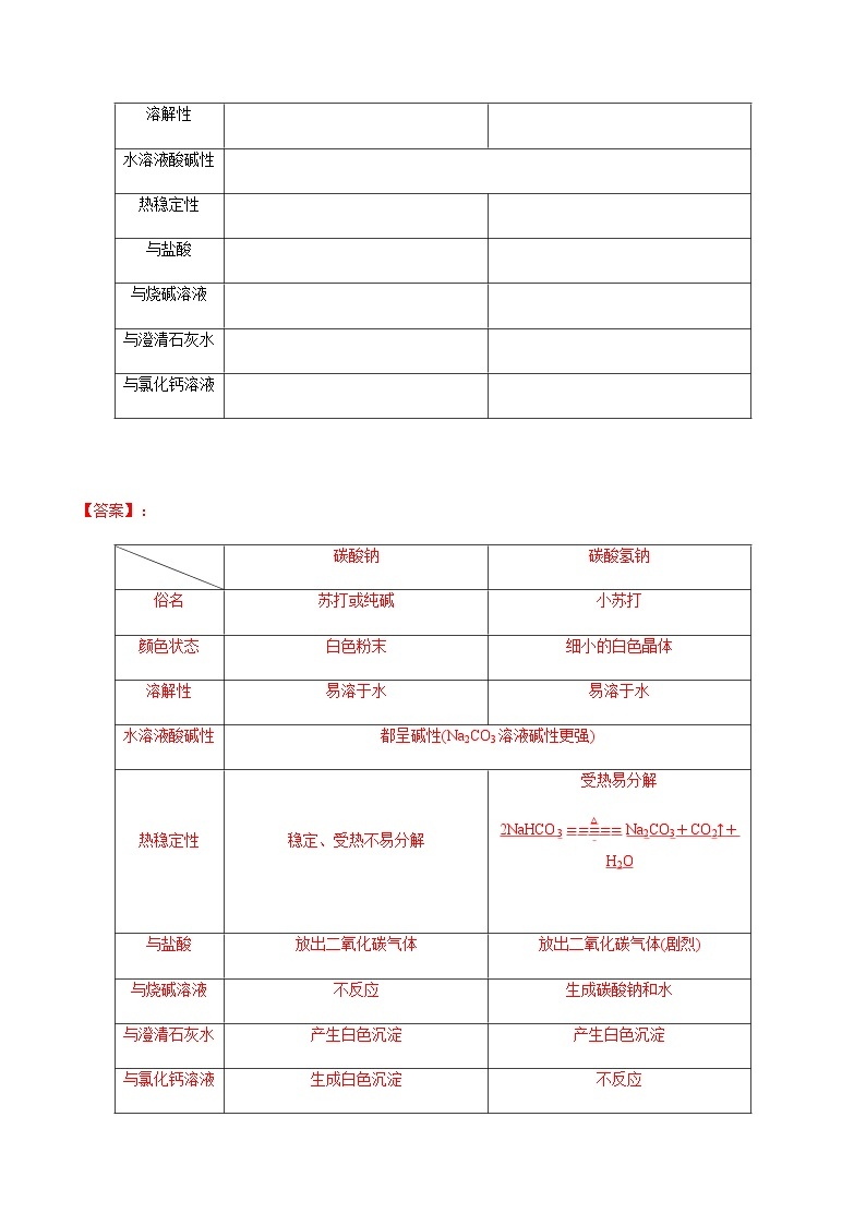 2.1.3 碳酸钠和碳酸氢钠及焰色反应-【新教材】人教版（2019）高中化学必修第一册自助学案+配套练习02