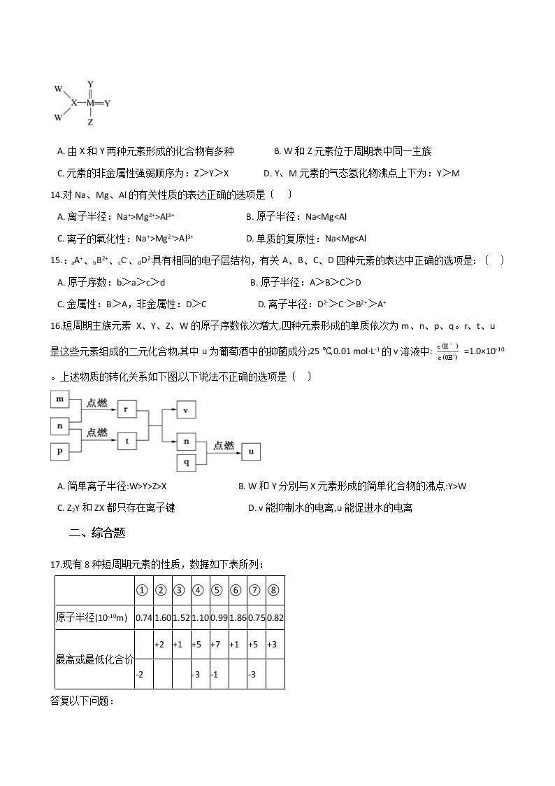 鲁科版高中化学必修第二册第一章原子结构 元素周期律第二节元素周期律和元素周期表同步练习03