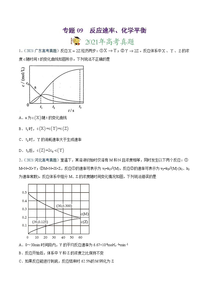 2021年高考真题和模拟题化学分项汇编-专题09 反应速率、化学平衡01