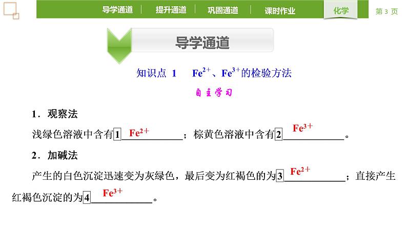 3.1.2 铁的氢氧化物 铁盐和亚铁盐-2021-2022学年新教材高中化学必修第一册课件PPT第3页