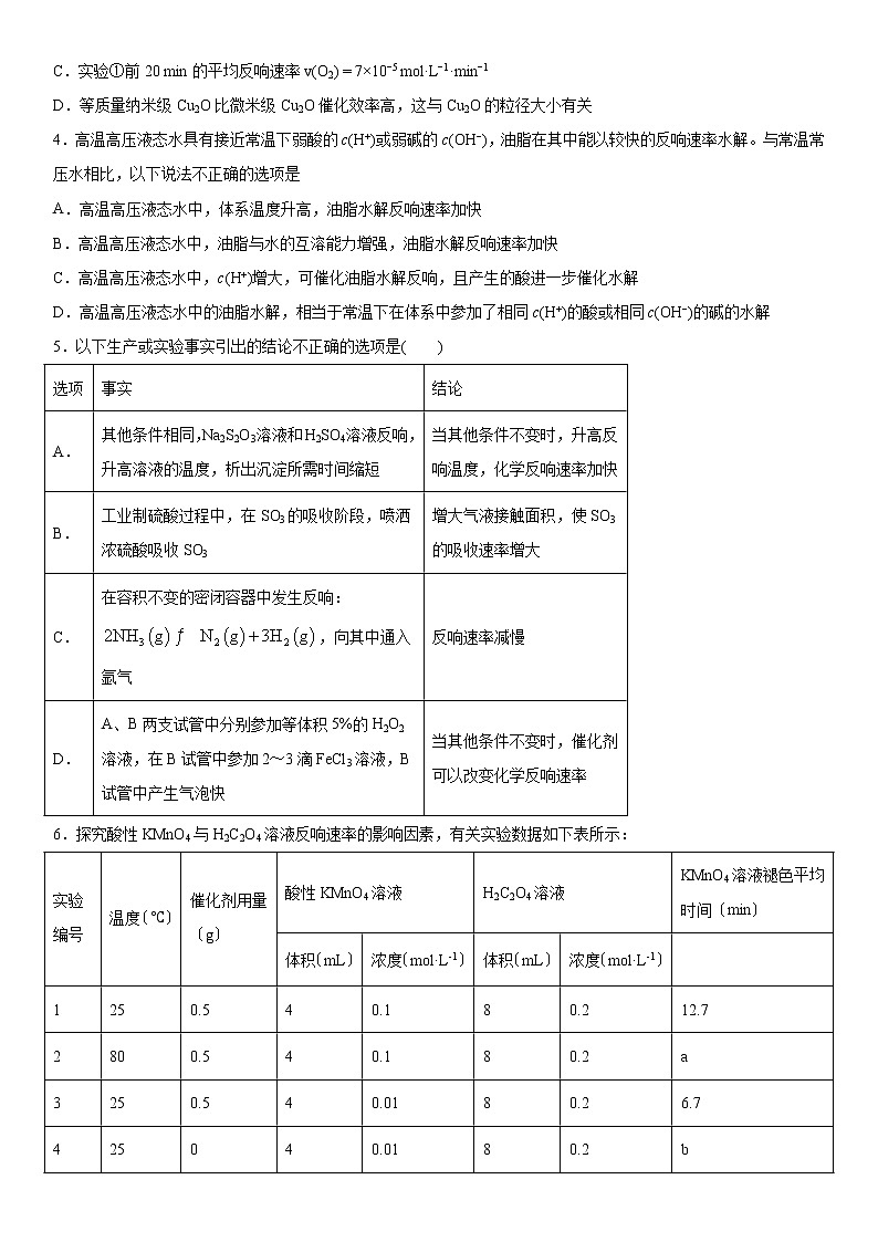 高考化学一轮复习练习卷:影响化学反应速率的因素第2页
