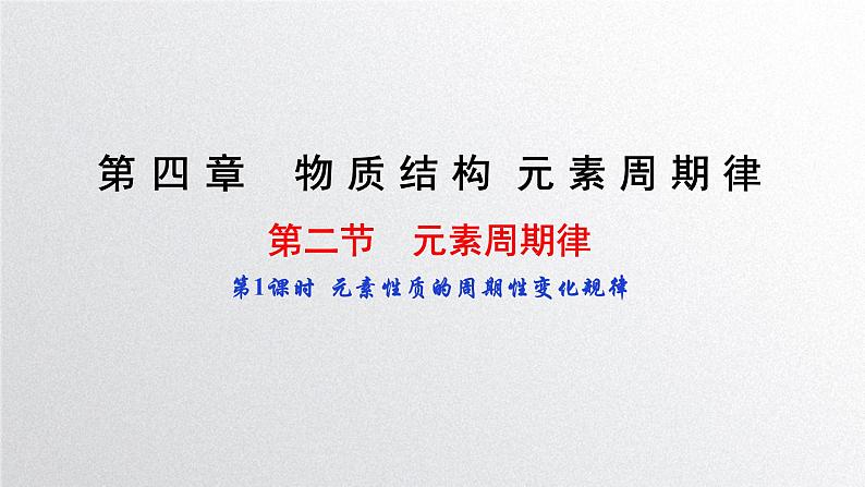 第四章第二节《元素周期律》(第1课时)元素性质的周期性变化规律 课件人教版(2019)高一化学必修第一册第1页