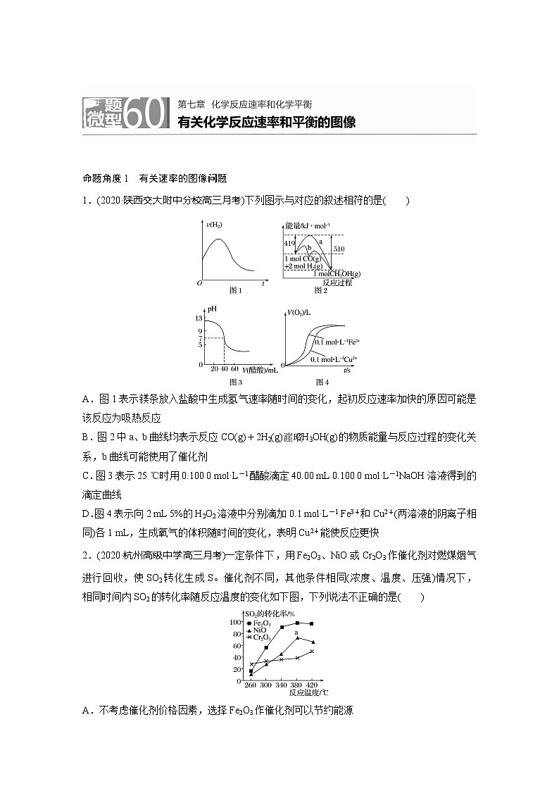2022届高考化学一轮复习 微题型60 有关化学反应速率和平衡的图像(解析版)第1页