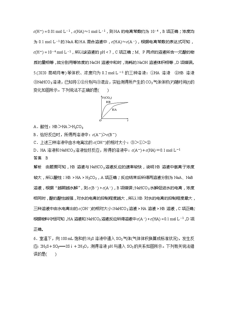 2022届高考化学一轮复习讲义学案(新教材人教版)第八章 第39讲 专项提能特训14 弱电解质电离常数计算与图像分析第3页