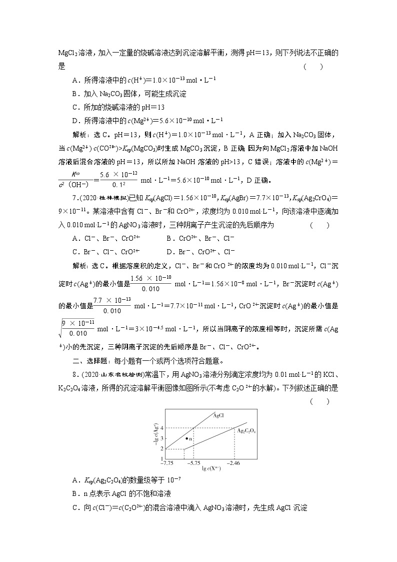 2022届高考化学一轮复习讲义学案第8章  课题29　课后达标检测03