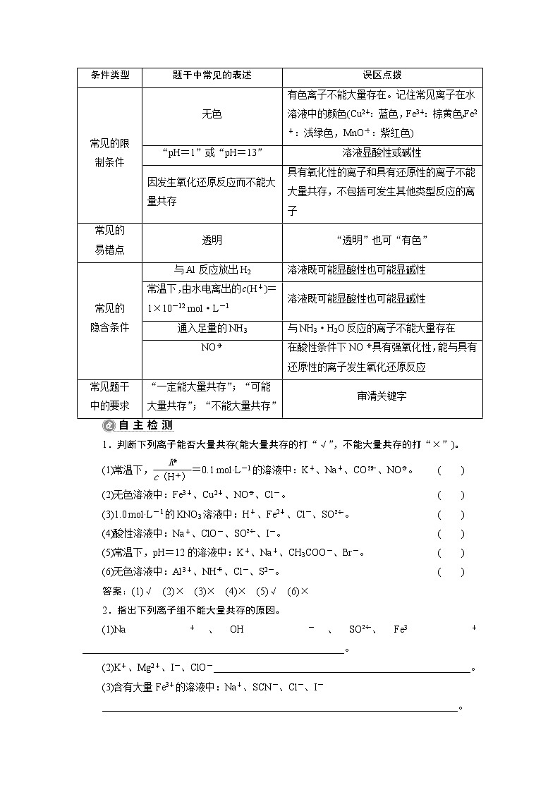2022届高考化学一轮复习讲义学案第2章 课题7 离子共存 离子的检验与推断第2页
