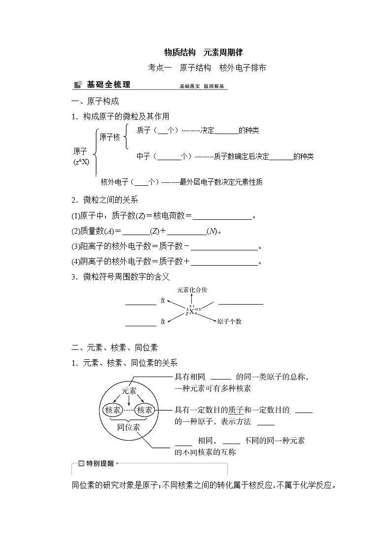 2022届高考化学一轮复习学案:第17讲 原子结构 化学键第1页