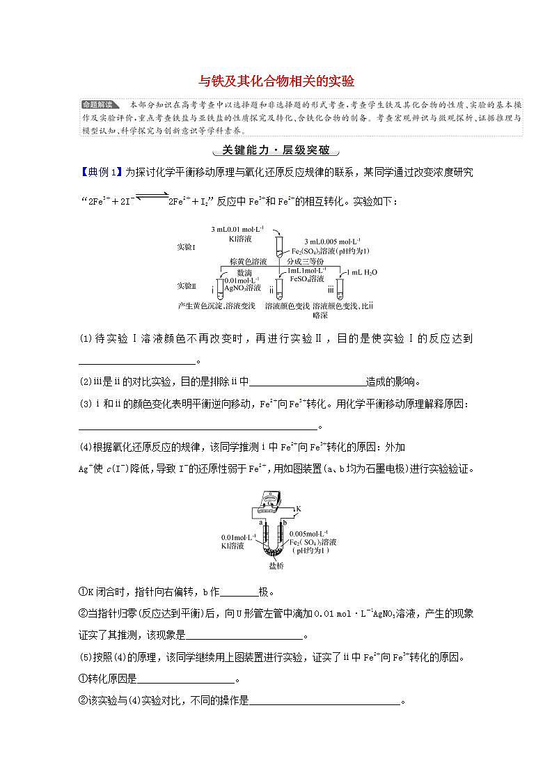 與鐵及其化合物相關的實驗 高考化學一輪復習強化提升課學案新人教版第1頁