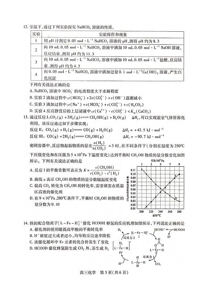 江苏省苏州市2022届高三上学期期初调研化学试题+扫描版含答案第3页