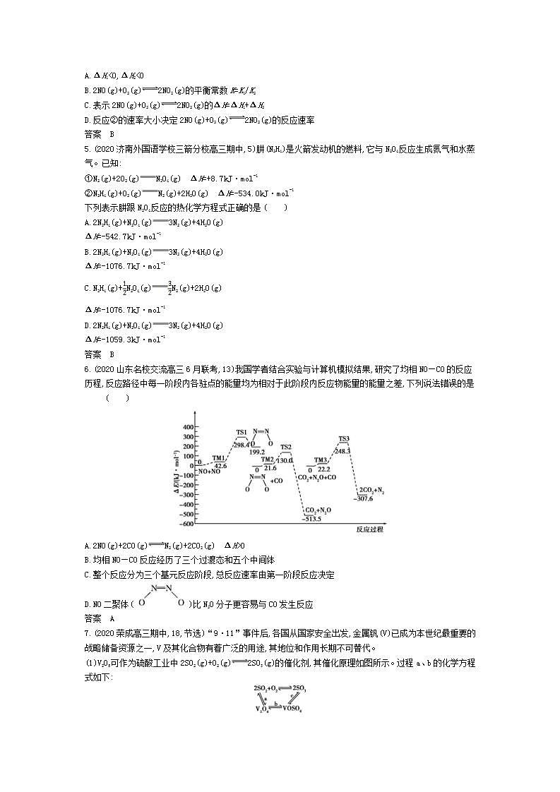 2022版高考化学选考山东专用一轮总复习集训:专题十化学能与热能 —基础集训第2页