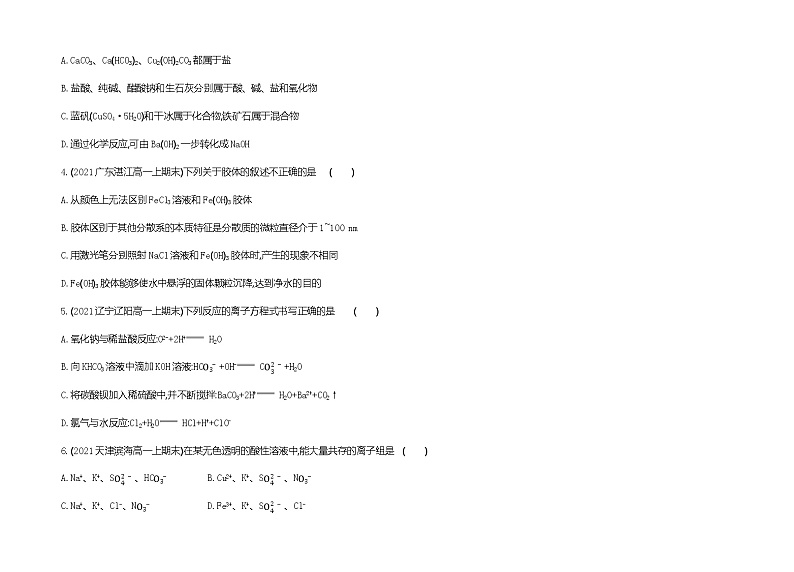 鲁科版 (2019)化学必修第一册 第2章 元素与物质世界 章末测试02