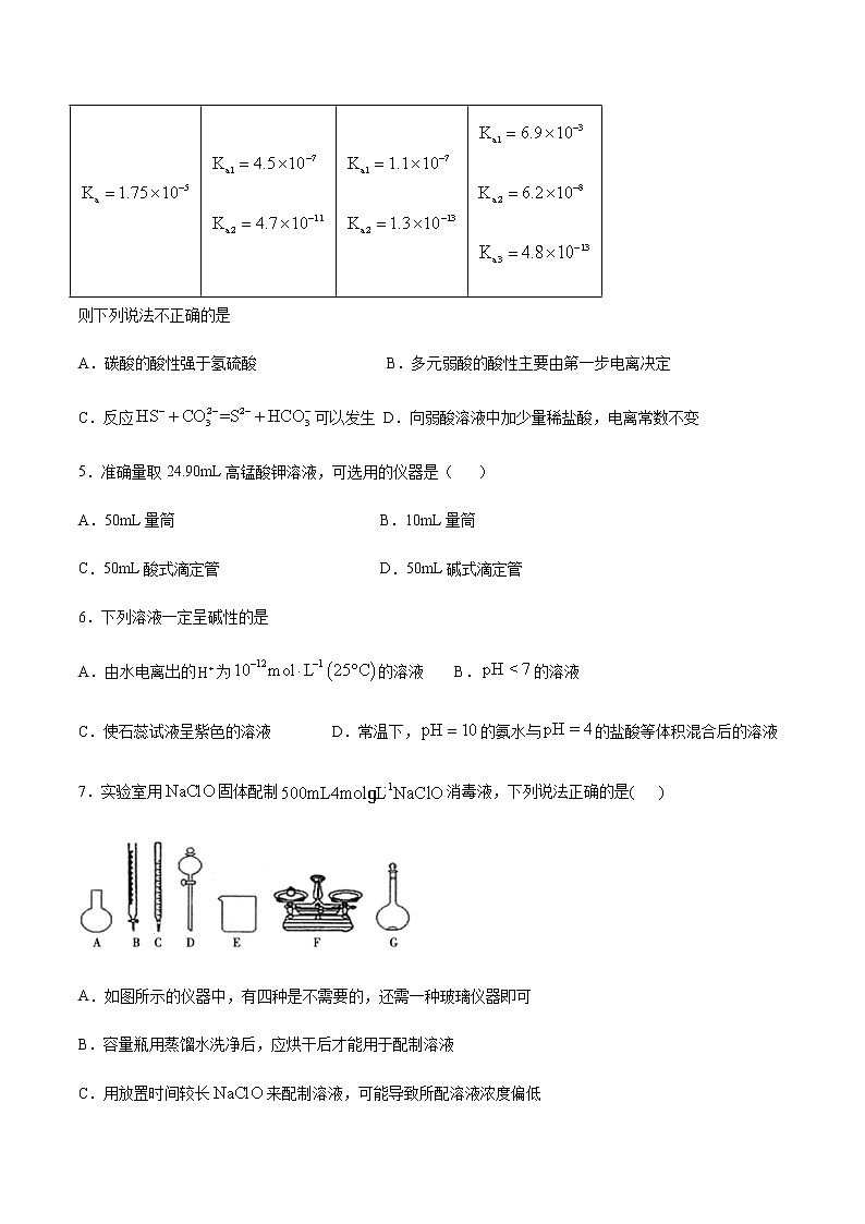 高二上学期化学新教材苏教版(2019)选择性必修1课时练习:专题三第二单元溶液的酸碱性第2页