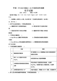 山东省济南市平阴县第一中学2022届高三上学期10月月考化学试题 含答案