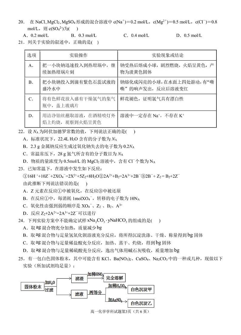 浙江省杭州八校联盟2021-2022学年高一上学期期中联考化学试题第3页