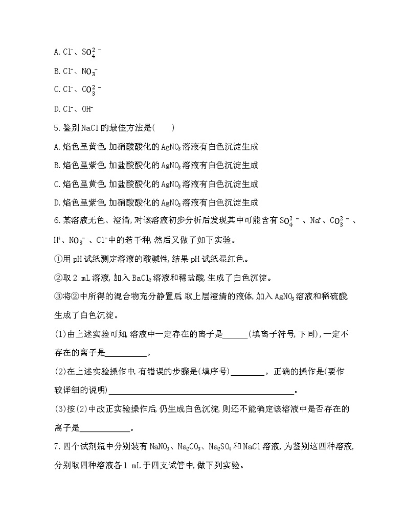 3-第2课时 物质的检验 物质性质和变化的探究练习题02