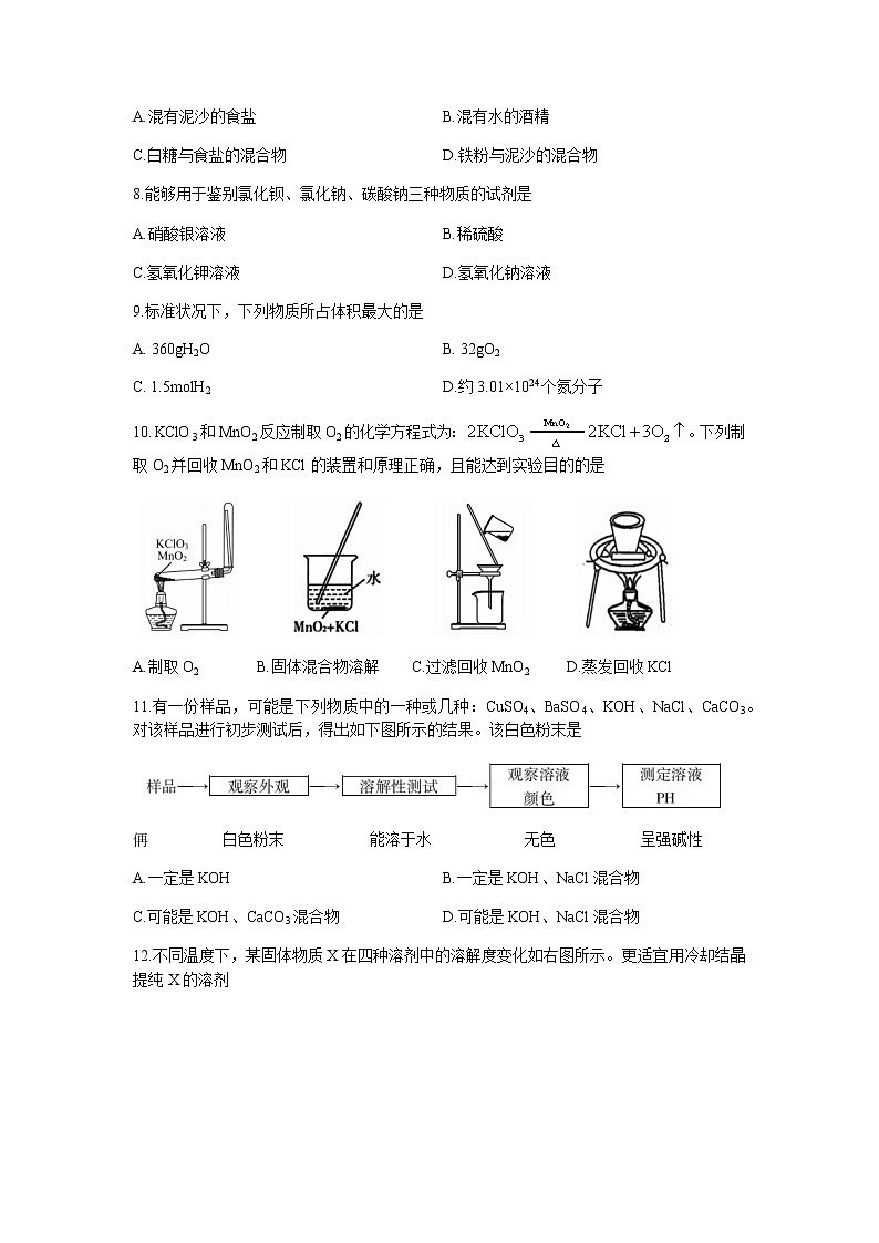 江苏省徐州市沛县2021-2022学年高一上学期第一次学情调研化学试题含答案第2页
