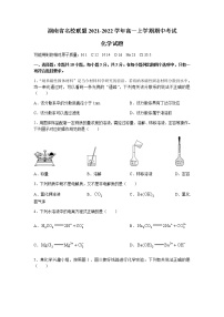 湖南省天壹名校联盟2021-2022学年高一上学期期中考试化学试题含答案