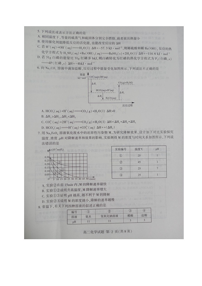 山东省临沂市沂水、河东、平邑、费县四县区联考2021-2022学年高二上学期期中化学【试卷+答案】第2页