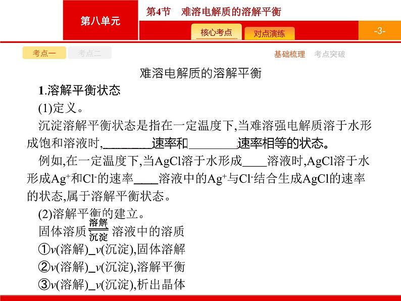 2022届高三统考化学人教版一轮课件:第8单元 第4节 难溶电解质的溶解平衡第3页