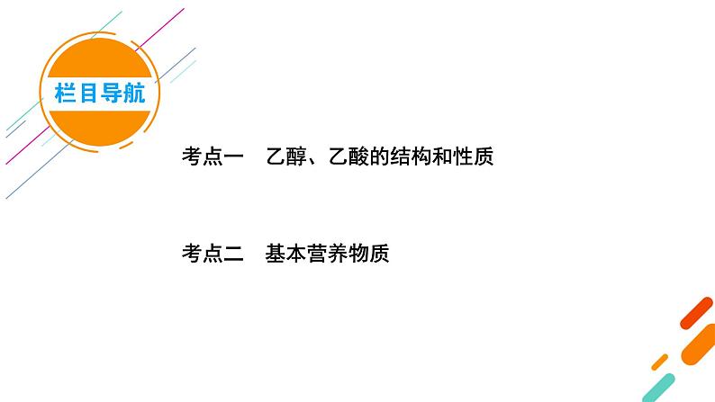 2022届高考化学(人教版)一轮总复习课件:第26讲 生活中常见的有机物及基本营养物质05