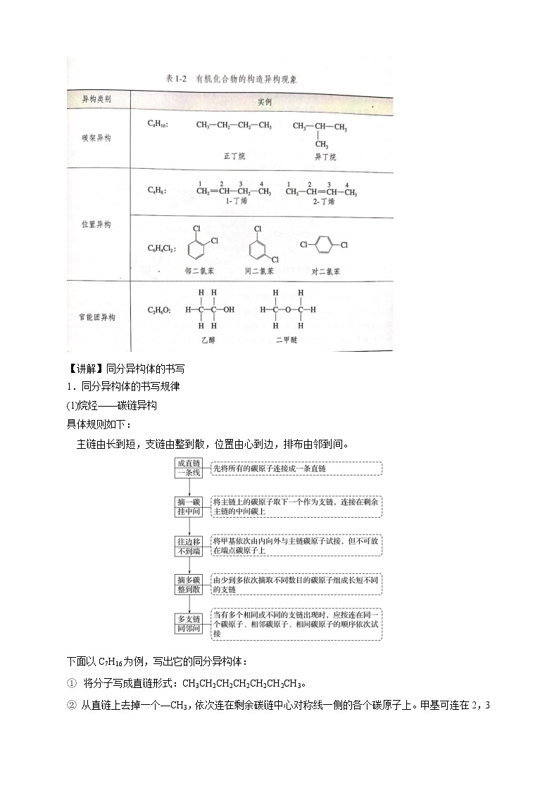 1.1.3 有机化合物的同分异构现象-2021-2022学年下学期高二化学(人教版选择性必修3）教案03