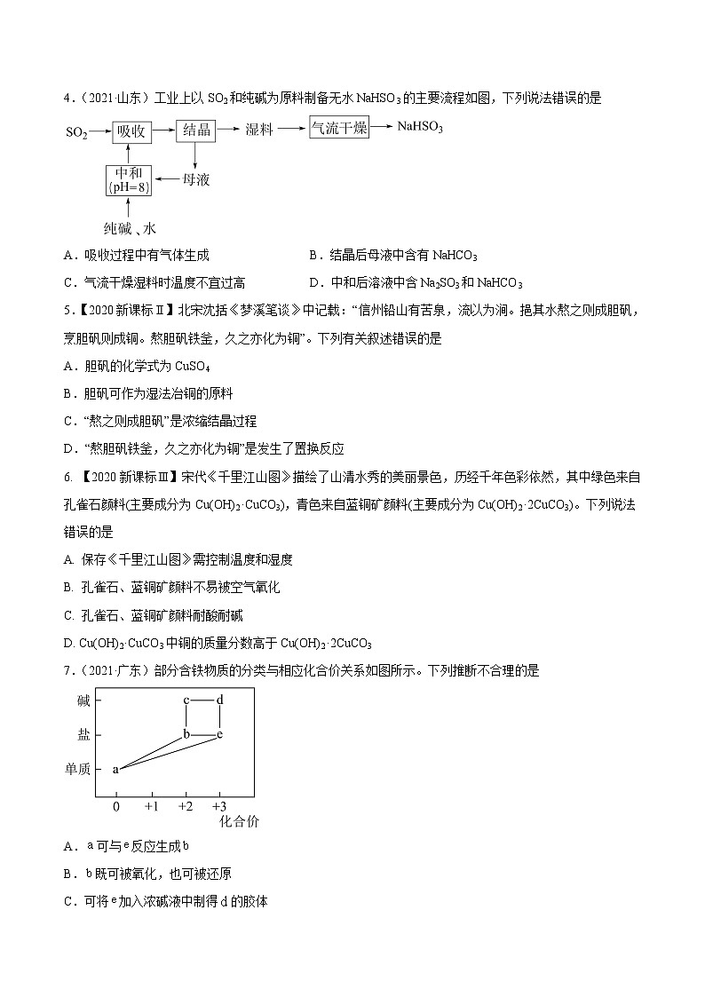 单元05 元素及其化合物【真题模拟练】-2022年高考一轮化学单元复习过过过(全国通用)(原卷版)第2页