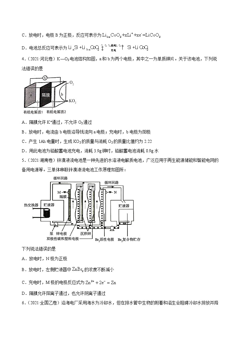 单元08 化学能与电能-【真题模拟练】-2022年高考一轮化学单元复习过过过(全国通用)(原卷版)第2页