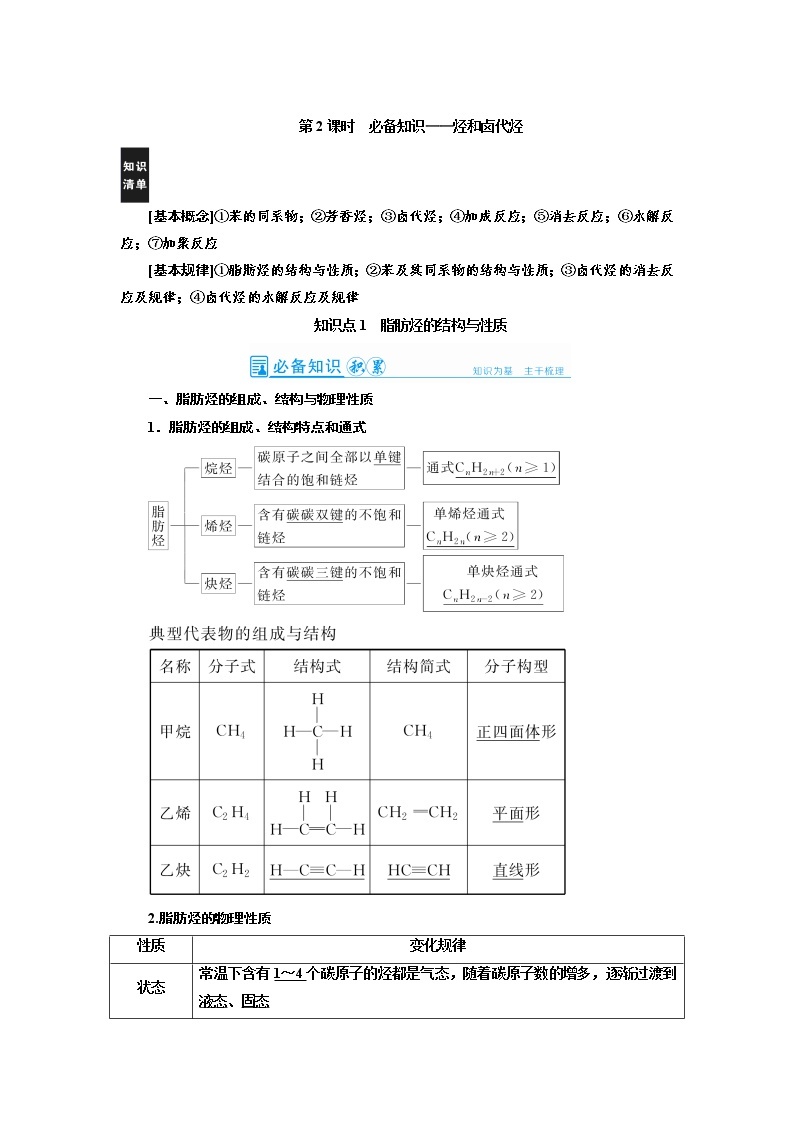 2022高考化学一轮复习教案：第12章 第2讲 烃和卤代烃01