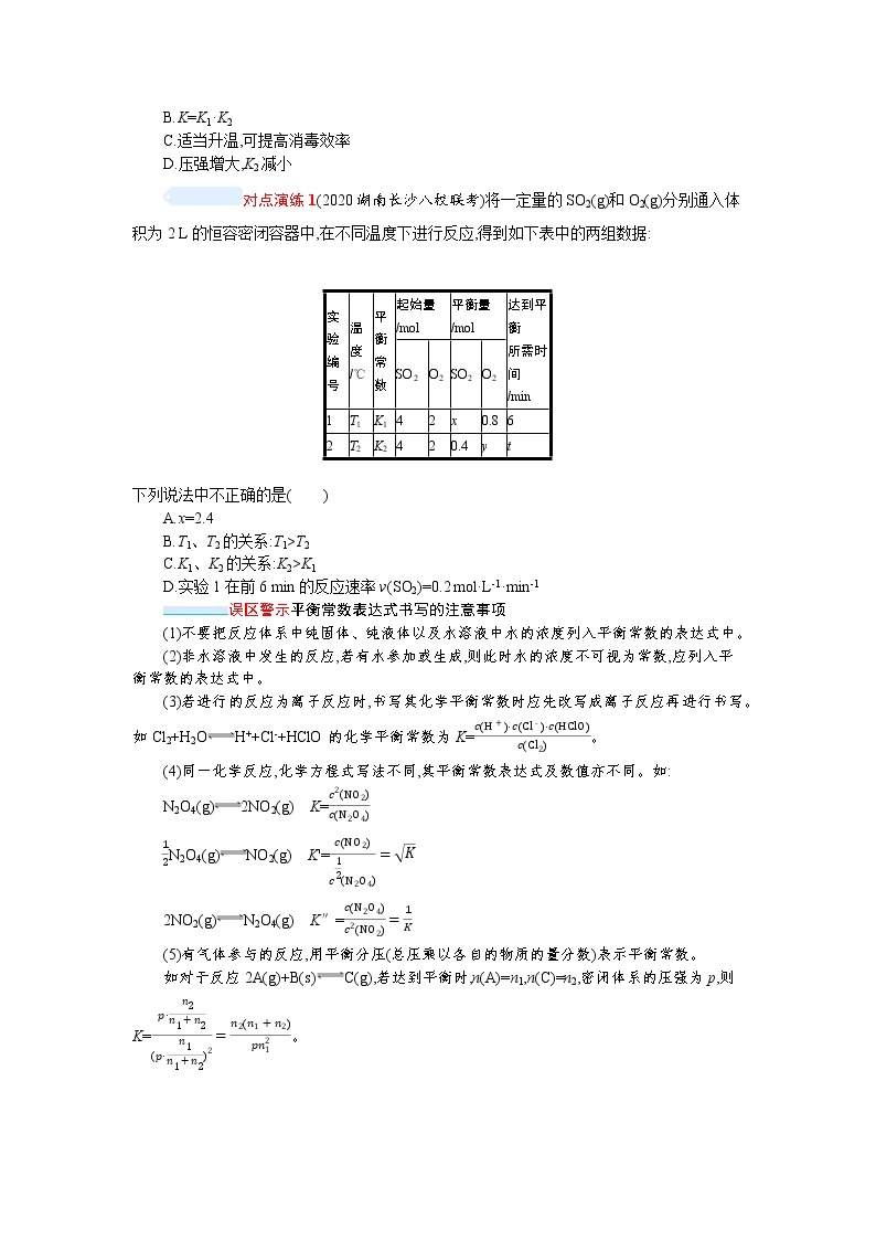 2022届高考新教材化学人教版一轮复习学案：第七单元 第3节　化学平衡常数　化学反应的方向03