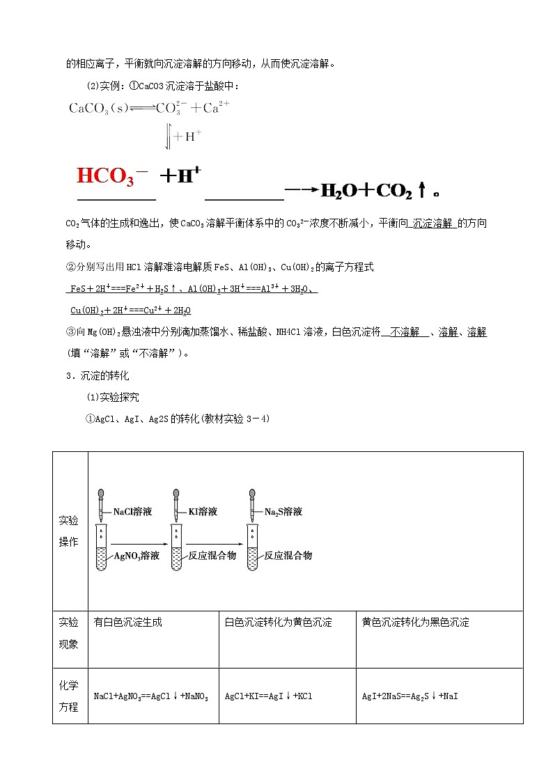 人教版高中化学选修4第11讲:难溶电解质的溶解平衡学案第3页