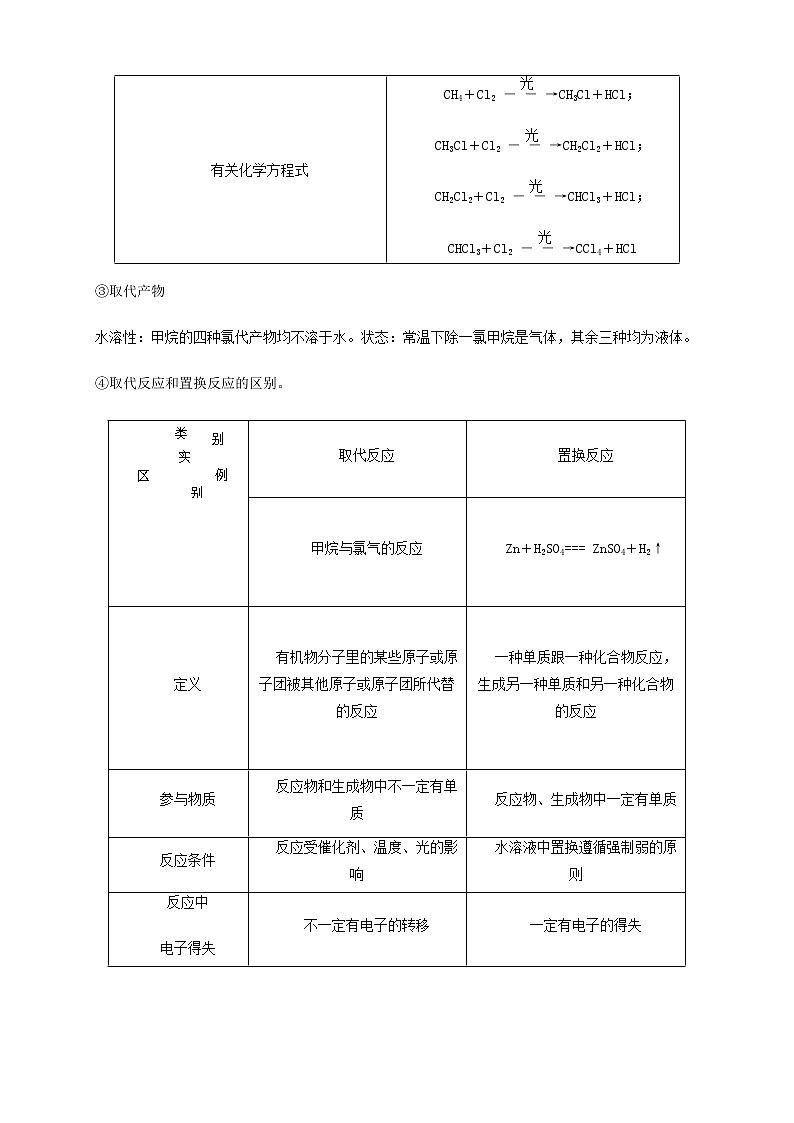 人教版高中化学必修二第7讲:最简单的有机化合物—甲烷学案第3页