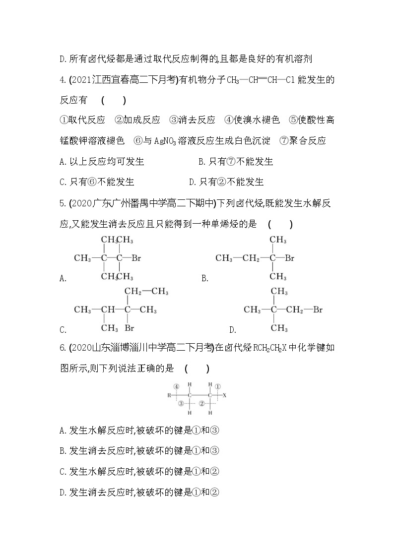 第2课时　有机化学反应类型的应用——卤代烃的性质和制备-2022版化学选择性必修3 鲁教版（2019） 同步练习 （Word含解析）02