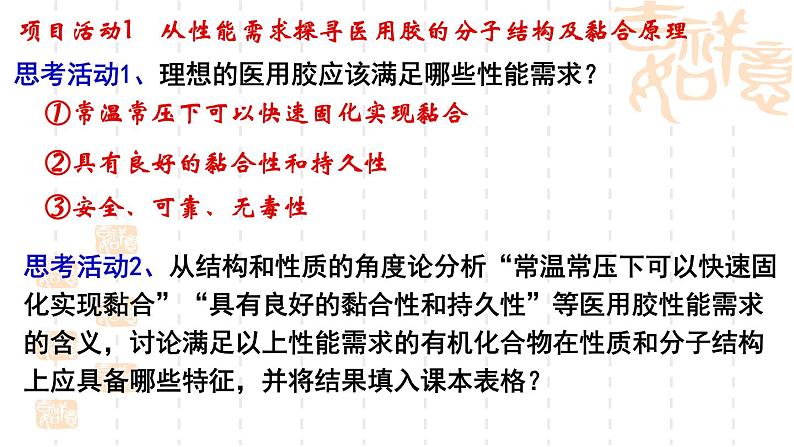 第2章微项目探秘神奇的医用胶课件-山东省滕州市第一中学2021-2022学年鲁科版(2019)高中化学选择性必修304