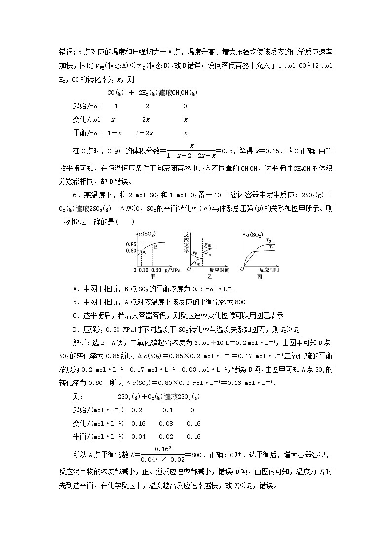 2022届高考化学一轮复习跟踪检测43理清图像中的2类问题__图像中的反应速率与化学平衡含解析第3页