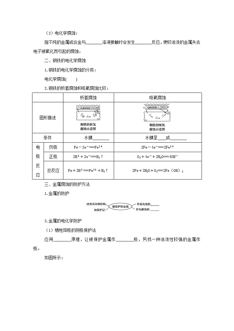 高中化学专题1化学反应与能量变化3金属的腐蚀与防护学案苏教版选择性必修102