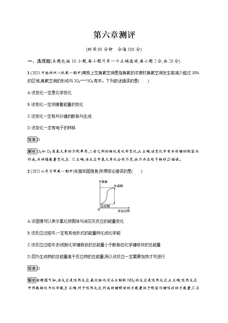 高中化学人教版必修二 第六章测评01