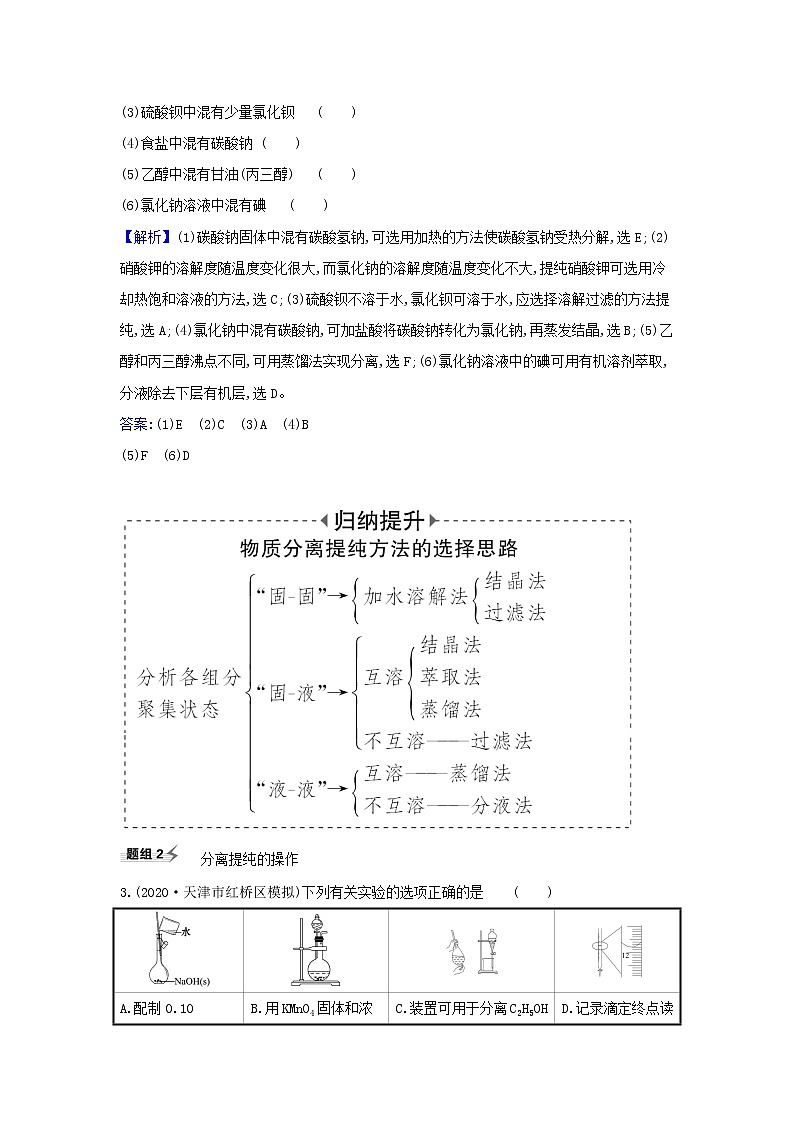 高考化学一轮复习题组训练10.2物质的分离提纯和检验1含解析第2页