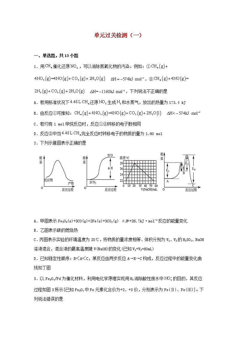 高中化学第一章化学反应与能量转化单元过关检测一含解析鲁教版选择性必修1第1页