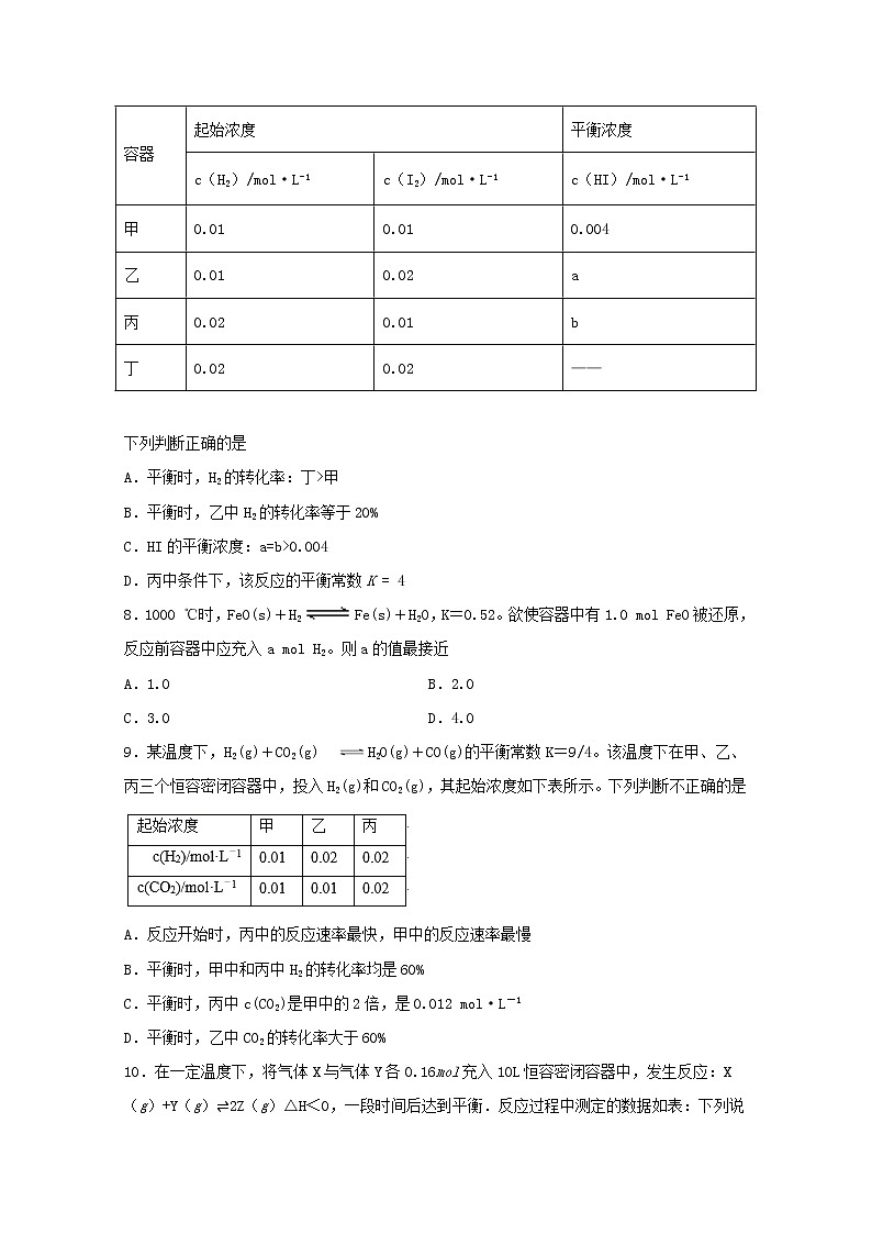 2022届高三化学一轮复习化学反应原理题型必练13化学平衡常数的有关计算含解析第3页