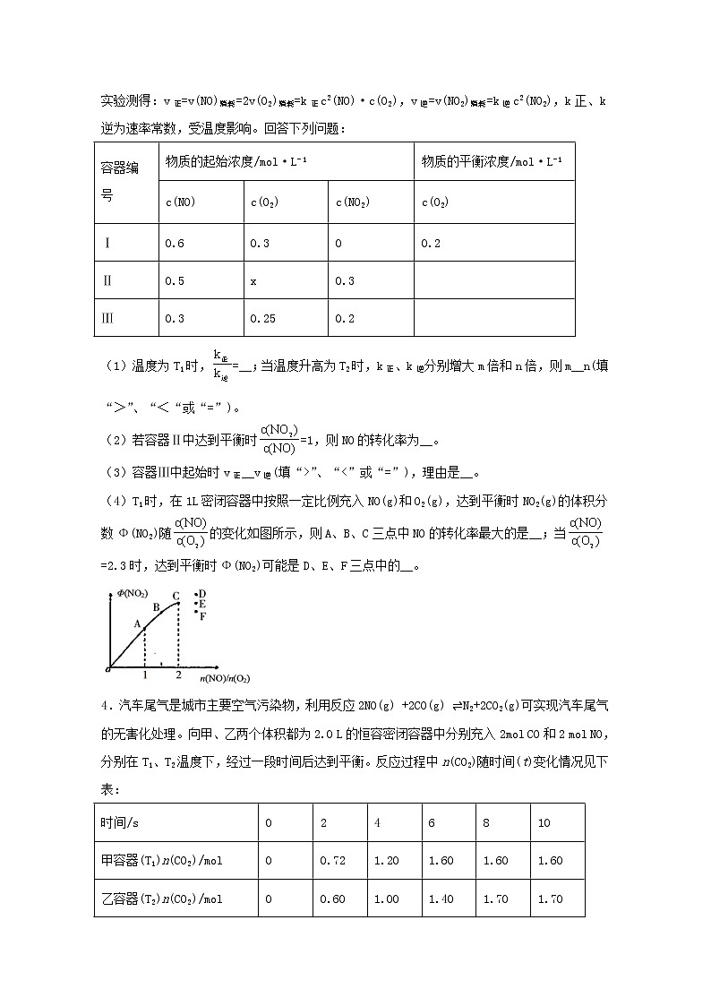 2022届高三化学一轮复习化学反应原理题型必练15化学平衡基于图标的分析计算含解析第2页