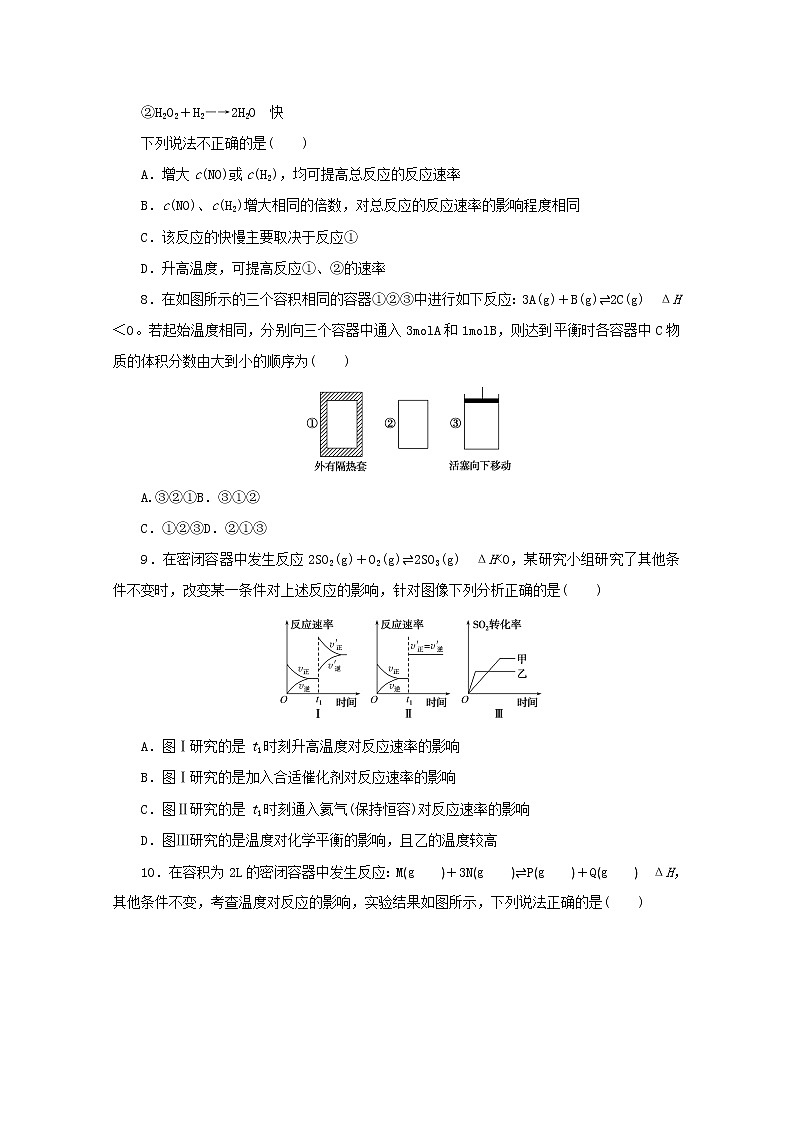 高中化学专题2化学反应速率与化学平衡综合检测含解析苏教版选择性必修103