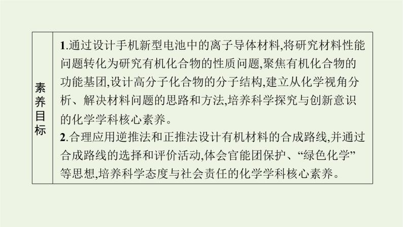 2021_2022学年新教材高中化学第3章有机合成及其应用合成高分子化合物微项目改进手机电池中的离子导体材料课件鲁科版选择性必修302