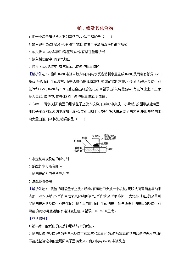 2022高考化学一轮复习题组训练3.1钠镁及其化合物1含解析第1页